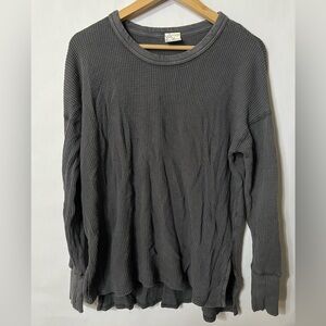 Offline by Aerie Women’s Dark Gray/Black Long Sleeve Waffle Knit Pullover Sz Med